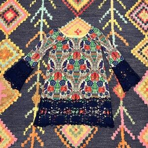 Judith March Floral Bird Lace Sleeve Dress